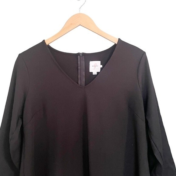 The Nines By Hatch Maternity Dress Black V-Neck Ponte Knit Mini Size Small - Picture 9 of 13